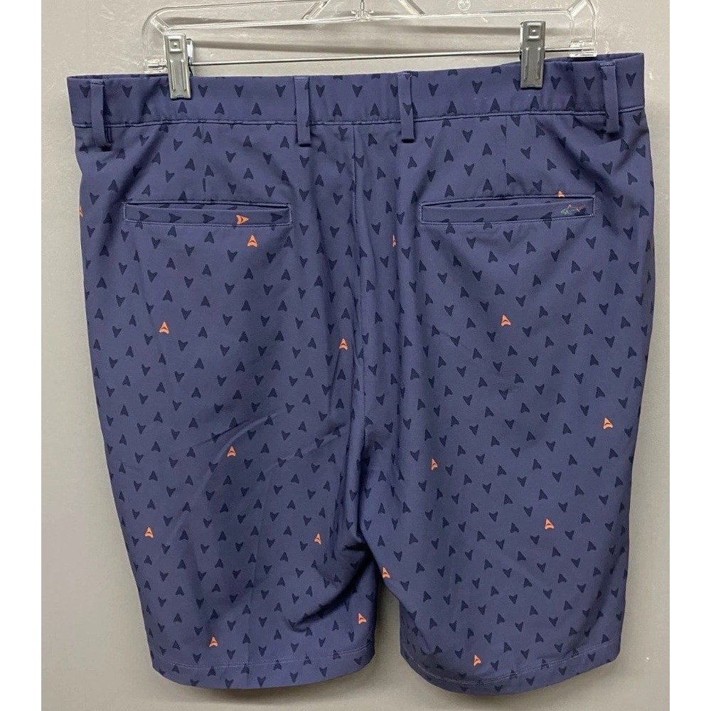 Greg Norman Chino Shorts Mens 36 Blue Geometric Stretch Golf Performance Tennis - Picture 2 of 10
